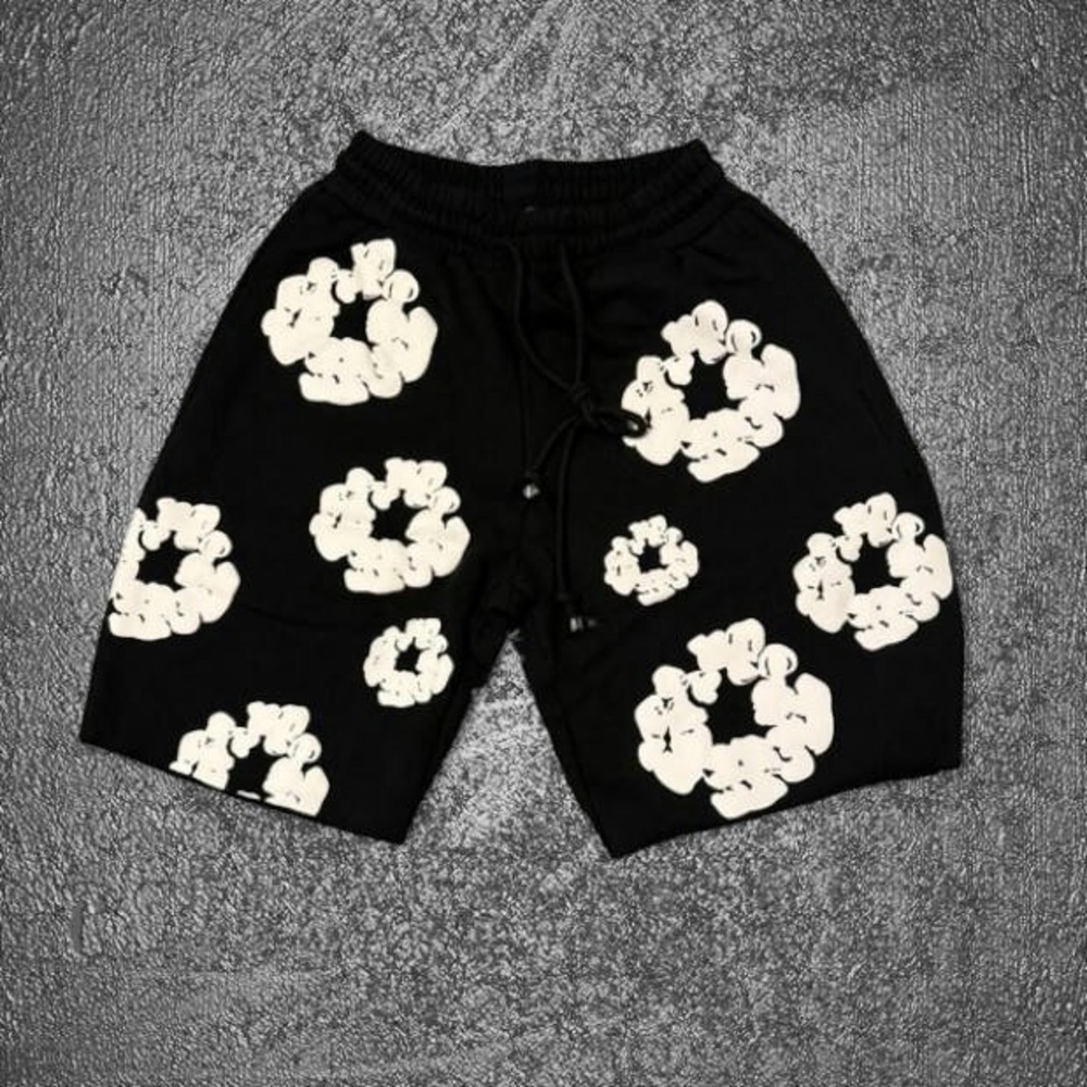 Men's Black Graphic Athletic Shorts